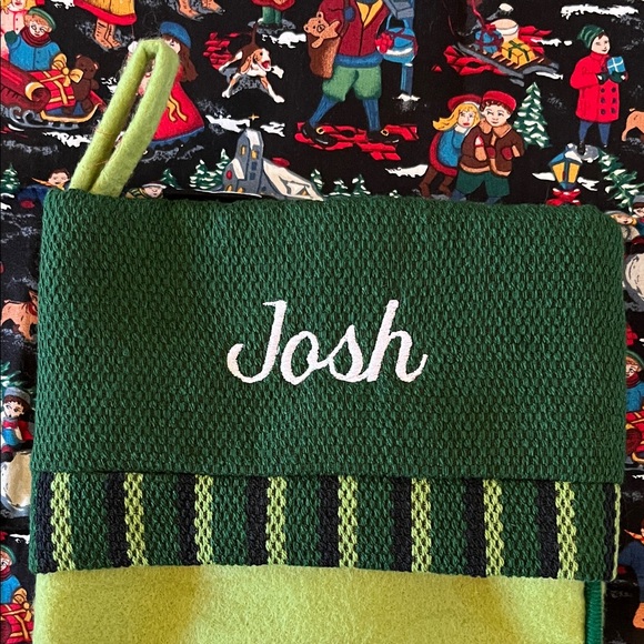 Personalized “Josh” Colorful Santa Christmas Stocking - Picture 2 of 9